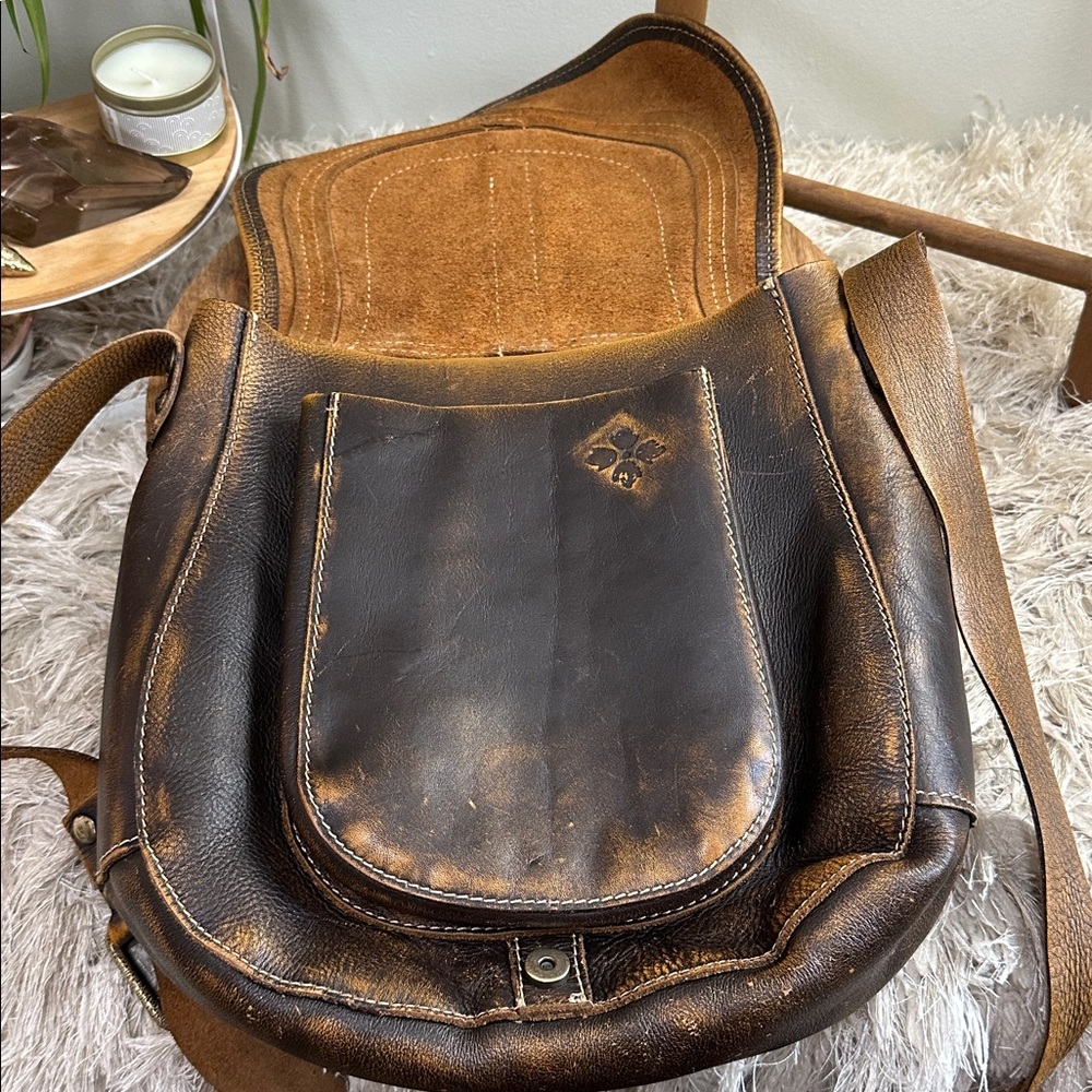 Patricia Nash Brown Distressed Italian Leather Barcelona Saddlebag Crossbody - Picture 7 of 17